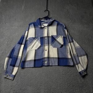 Ashley by 26 International Flannel Women's Blue and White Plaid Long Sleeve